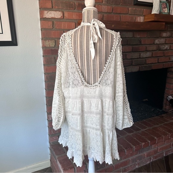 Free People Venice Crochet Mini Dress in Ivory Sz S - Picture 12 of 13
